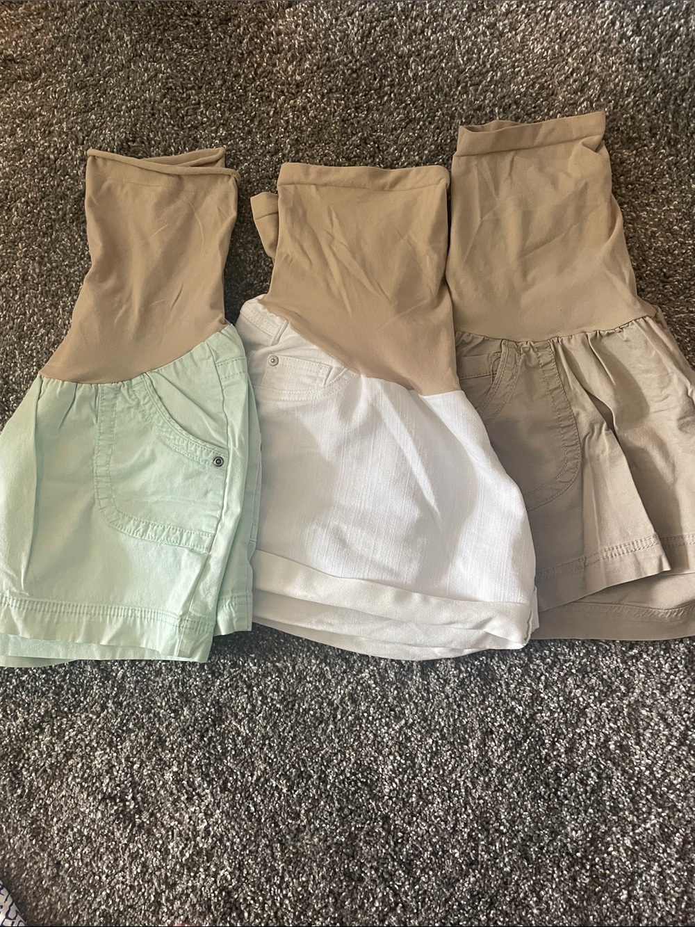 Maternity Belly Band Shorts (Beige, White, Mint)